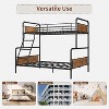 Double bunk bed frame, heavy-duty frame, with angled ladder and safety railings, space-saving design, single upper bunk and double lower bunk. - 3 of 4