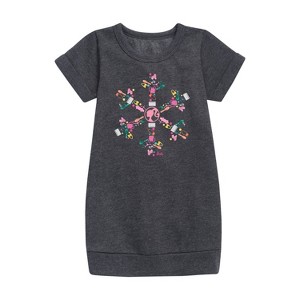Girls' - Barbie - Holiday & Christmas Graphic Short Sleeve Fleece Dress - 1 of 3