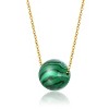 Guili Sterling Silver Necklace with 14K Gold Plating, Emerald Green Enameled Marble Solitaire Pendant for a Bold, Elegant Look - 2 of 3