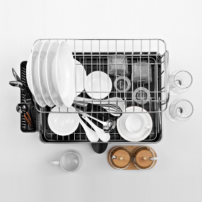 Stainless Steel 2-Tier Dish Drying Rack with Utensil Cup