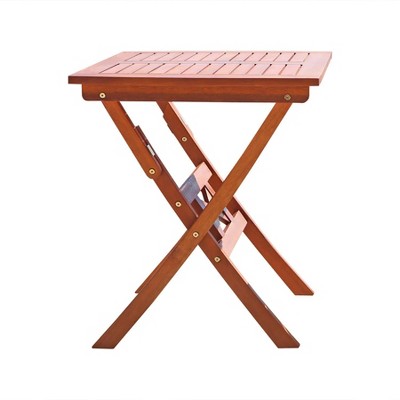 AZL1 Life Concept Folding Table Square Slatted Top Eucalyptus Weather UV Resistant Easy Assemble Easily Fold for Patio, Red, 35"*26"*5"
