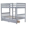 NicBex Twin Over Twin Rubber Wood Bunk Bed with Fence and 2 Drawers,Loft Bed with Ladder for Bedroom,Convertible into 2 Twin Beds,Gray/White/Espresso - 4 of 4