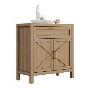 Buffet Cabinet with Storage, Kitchen Storage Cabinet with 1 Drawer and 2 Doors, Credenza Buffet Table with Adjustable Shelf for Living Room, Brown - 1 of 4