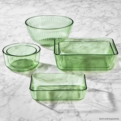 Pyrex® Simply Store® Tint 4pc Lidded Rectangle Storage Set Green: Glass Baking Dish, Microwave-Safe, 24 Volume Capacity
