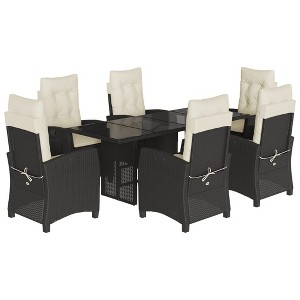 vidaXL Garden Dining Set Black, Cream White - 1 of 4