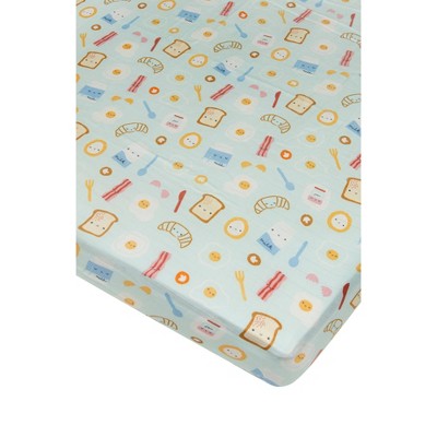 Loulou Lollipop Muslin Fitted Crib Sheet - Breakfast Blue