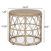 Coolbibila Outdoor Patio Natural Rattan Side Table,Bohemian Style Round Coffee Table,Polyethylene Rattan Woven Patio Coffee Table - 4 of 4