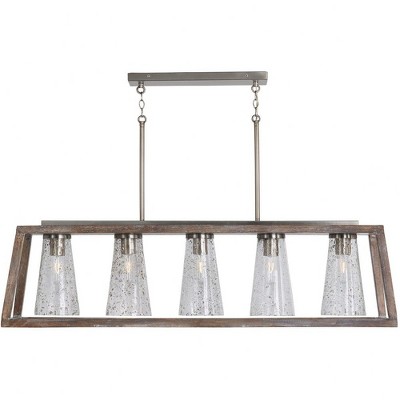 Connor 5-Light Black Wash and Nickel Chandelier with Seeded Glass