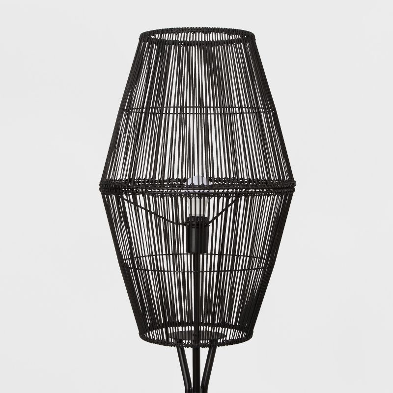Diamond Tripod Floor Lamp Black with Rattan Shade (Includes LED Light Bulb) - Threshold&#8482;, 4 of 10