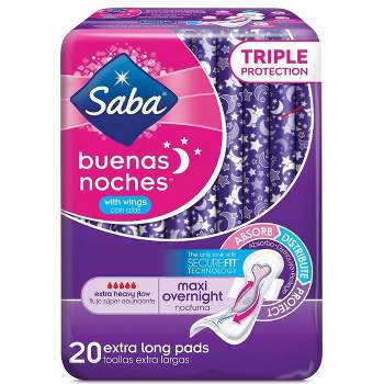 Saba Maxi Night Pads with Wings - 20ct