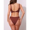 INSPIRE CHIC Women's Cutout Racerback Ribbed Bikini Sets, Scoop Neck Top Triangle Bottom Swimwear Bathing Suits 1 Set - 3 of 4
