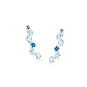 Ross-Simons 2.10 ct. t.w. Tonal Blue Topaz Bubble Ear Climbers in Sterling Silver - 1 of 4