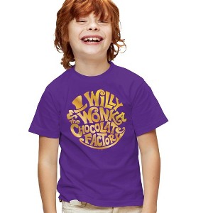 Boys' Short Sleeve Willy Wonka And the Chocolate Factory Gold Circle Logo T-Shirt - 1 of 4