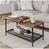 Coffee Table - 2-Tier Rustic Center Table with Mesh Shelf Industrial Living Room Table - 3 of 4