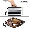 Paaaawaters Stripe Makeup Brush Organizer Bag Travel Make up Bags for Women Double Layer Makeup Pouch for Girls/Women - 2 of 4