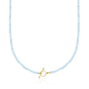 Ross-Simons 3.5-4mm Aquamarine Bead Charm-Compatible Toggle Necklace in 18kt Gold Over Sterling - 1 of 4