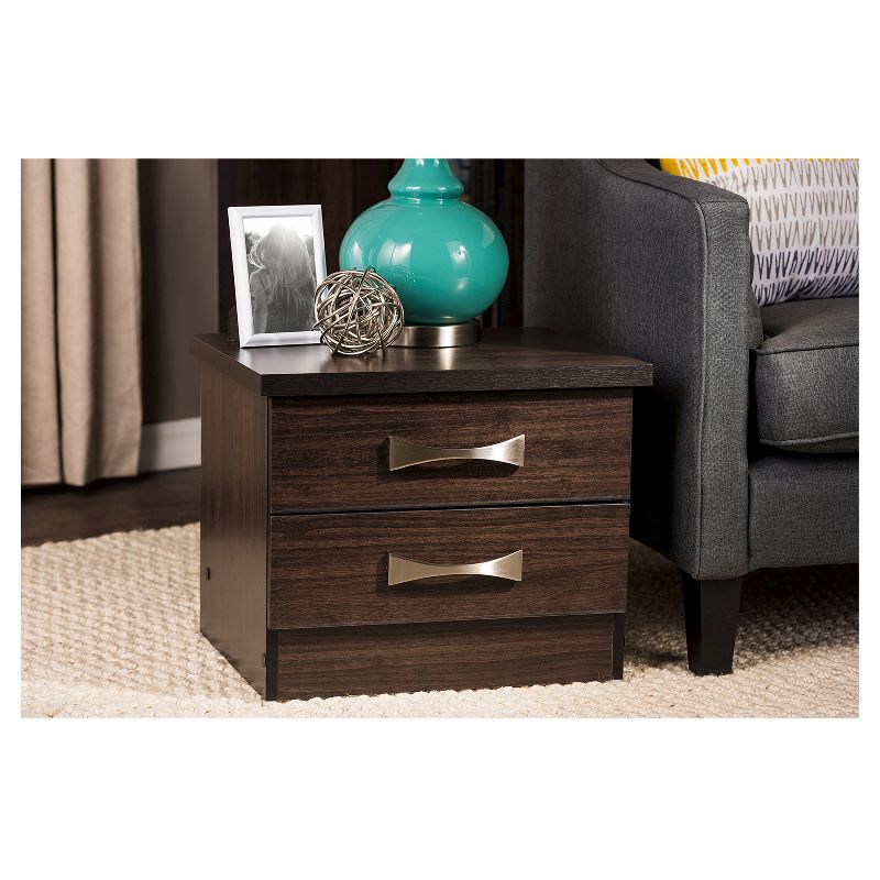 Colburn Modern And Contemporary 2 - Drawer Wood Storage Nightstand Bedside Table - Dark Brown Finish - Baxton Studio, 5 of 6