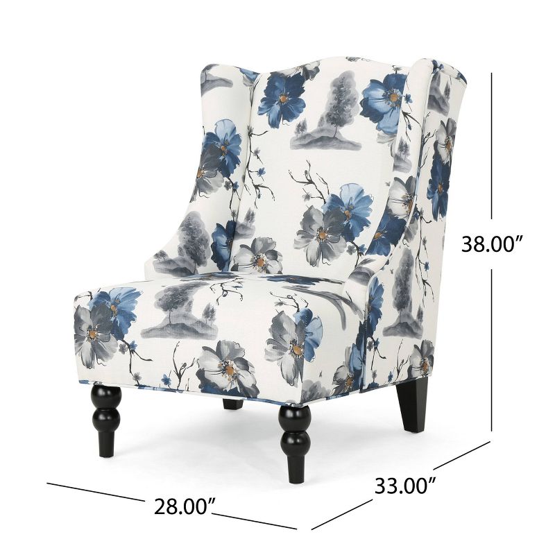 Toddman High-Back Club Chair Floral Print Blue - Christopher Knight Home, 6 of 9