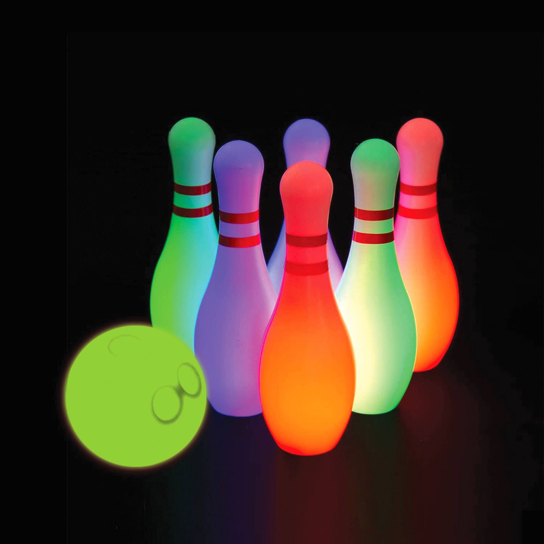 Glow Games LED Glow Lawn Bowling Set - 7pc: Outdoor Game with Lights for Ages 4+