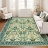 Washable Floral Print Botanical Rug Non Slip Low Pile Rug Soft Floor Cover Foldable Indoor Carpet for Living Room Bedroom Home Office - 2 of 4