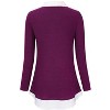 Coolmee Women's Contrast Collared Shirts Long Sleeve Patchwork Work Blouse Tunics Tops - 3 of 4