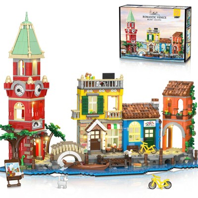 Plaxsoon Venice Main Street Building Set, 2155PCS City Riverside Architecture Model Kit with Flower Shop & Pizzeria Toys for Adults & Teens 10+