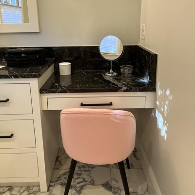 Cami Vanity Chair Cream Faux Fur - Adore Decor : Target