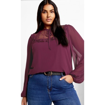Women's Plus Size Greta Top - plum | CITY CHIC