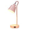 Simple Designs Sleek Essentials Metal Looped Desk Lamp with USB Blush Pink - 2 of 4