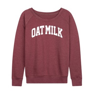 Women's - Instant Message - Oat Milk Lightweight French Terry Wide Neck Long Sleeve Graphic Shirt - 1 of 4