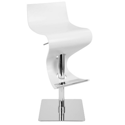 Viva Contemporary Adjustable Barstool Wood/White - LumiSource