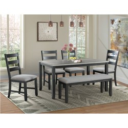 6pc Regan Dining Set Table, 4 Side Chairs And Bench Walnut Brown ...
