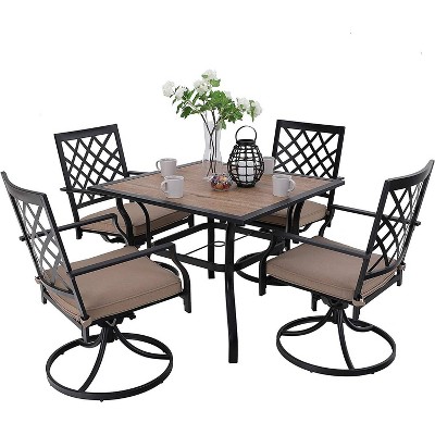 5pc Patio Set with Square Dining Table & Swivel Chairs - Captiva Designs