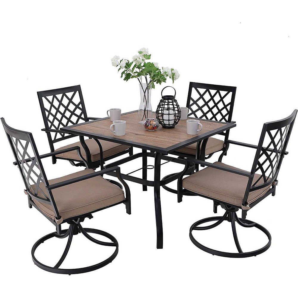 5pc Patio Set with Square Dining Table & Swivel Chairs – Captiva Designs  – Patio​