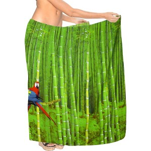 LA LEELA Women's Bikini Beachwear Sarong Coverups Swim Cover Up Summer Wraps Skirt Swimwear Beach Wrap Skirts for Women One Size Green,Bird - 1 of 4