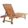 Maggift Patio Chaise Lounges, Outdoor Pool Chair, Built-in Table, Reclining Backrest with Rollers for Patio, Garden, Poolside, Brown,65"*23.5"*32.75" - 3 of 4