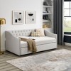 Vynxaria Twin Size Daybed with Twin Size Trundle Upholstered Tufted Sofa Bed, with Arms, Beige (80.5"x41"x30.5") - 2 of 4