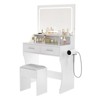 Vanity Desk Set with 31.5" Large LED Mirror and Lights, Makeup Vanity Table with 2 Drawers, Stool, Power Outlet, 3 Color Lighting Modes for Bedroom - 2 of 4
