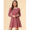 Allegra K Women's Peter Pan Collar Long Sleeve Half Placket Floral Dresses - 2 of 4