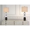 Cal Lighting BO-3091TB-2 150W 3 Way Mystic Glass/Resin Table Lamp with Resin Faux Wood Finish Base andHardback Drum Fabric Shade (Sold As Pairs) - 4 of 4