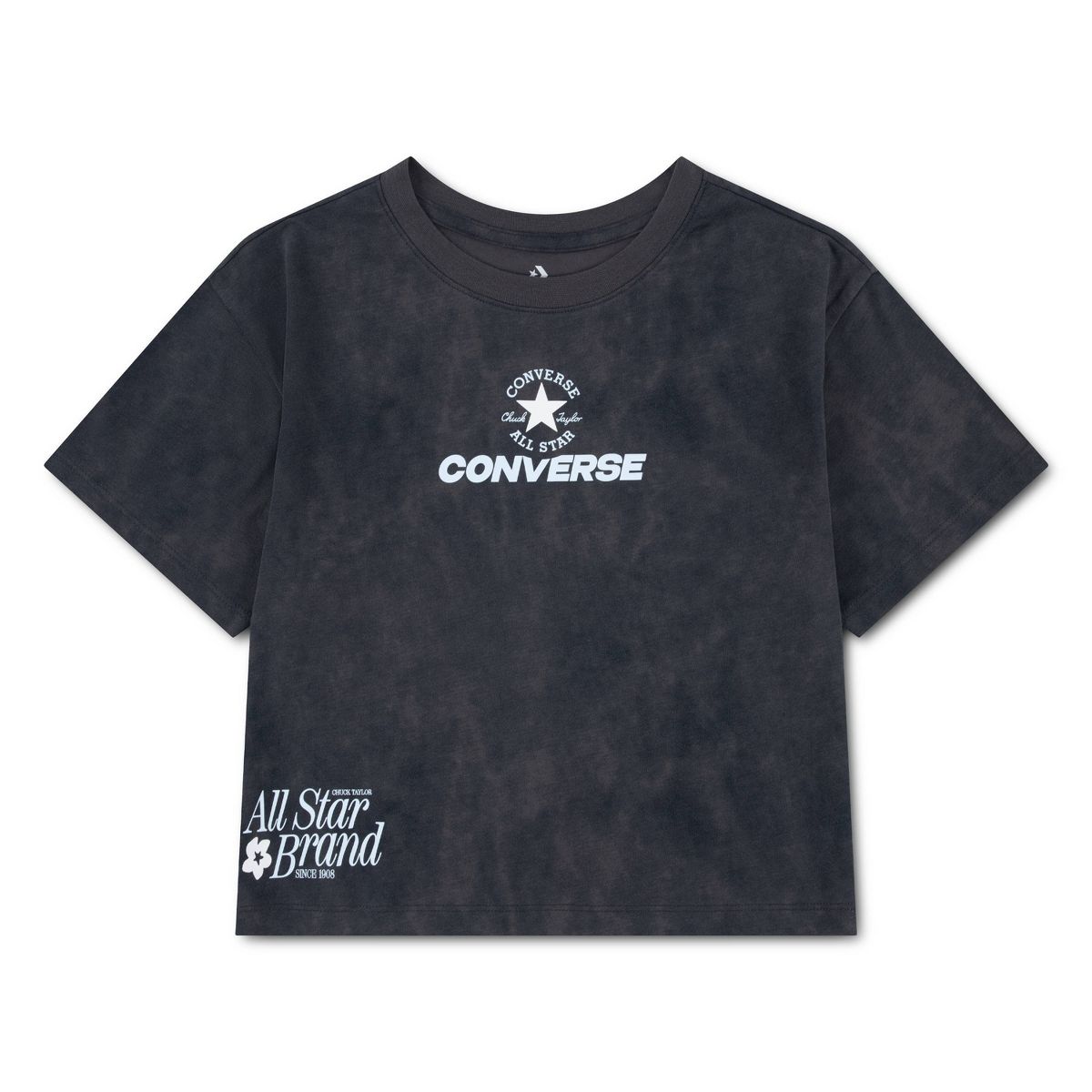 Converse® Girls' Short Sleeve Washed Boxy Graphic T-Shirt - Black - thumbnail 3