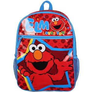 Sesame Street Backpack for Kids Elmo Loves You Character Dual Compartment School Travel Tote Book Bag - 1 of 4