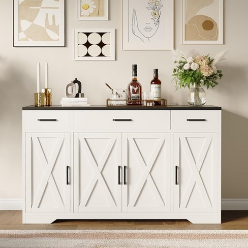 Sideboard Buffet Cabinet With Storage 55 Coffee Bar Cabinet Kitchen Buffet Storage Cabinet With 3 Drawers 4 Doors Target
