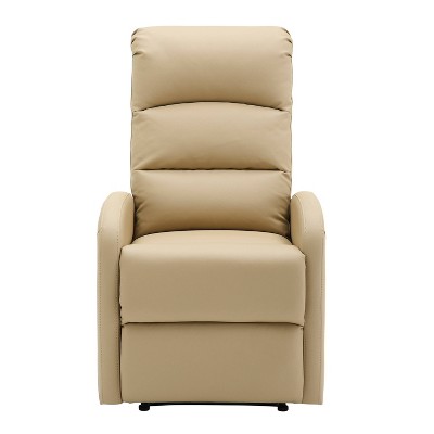 Beige Faux Leather Contemporary Recliner Chair