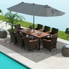 Tangkula 9 Piece Patio Wicker Dining Set w/ Double-Sided Patio Grey Umbrella Stackable Chairs - 3 of 4