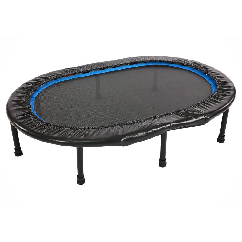 Stamina Oval Fitness Rebounder Trampoline for Home Gym Cardio Exercise Workouts Supports Up to 250 Pounds & Takes Up a 45" by 33", Black/Blue, 1 of 8