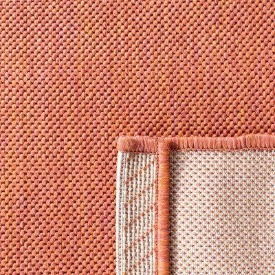 Beige and Terracotta Geometric Low Pile Square Area Rug