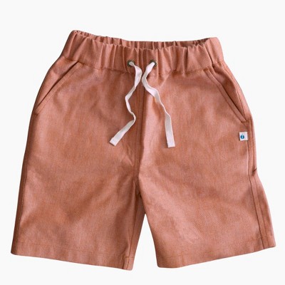 Kids' Organic Pull-on Shorts Orange Chambray - Jackalo