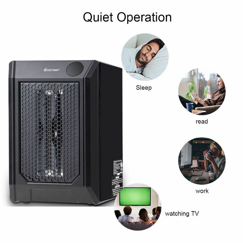 Costway 1500W Portable Electric Space Heater with 2H Timer LED Remote Control Room Office, 4 of 11