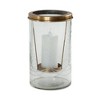 Suspended Glass Candle Holder – 8.5"H – Gold Etched Hurricane Design for Tables and Shelves – By Melrose - 2 of 3